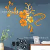 Decoración tridimensional de fábrica Pegatinas de pared de acrílico de cristal 3D Flor romántica Enredadera Espejo Pegatinas de pared diy Pegatinas de pared de espejo Transfronterizo