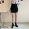 Nueva Falda Mini Bodycon Gris Oscuro de Temperamento para Mujer Falda de Línea A Anti-Exposición Verano Cintura Alta Adelgazante Media Falda