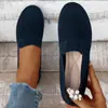 Novedad Otoño Comercio Exterior Talla Grande Tejido Punta Redonda Suela Plana Zapatos Individuales Mujer Transpirables Corte Bajo Estilo Casual Para Todas las Estaciones Mocasines de Trabajo