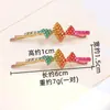 Grampo de Cabelo Colorido Geométrico da Moda com Strass, Presilha Redonda para Meninas, Acessório de Cabelo para Parte de Trás da Cabeça