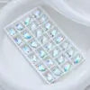 Cristal de Vidrio Ab Color Gota de Agua K9 de Alta Calidad Fondo Plano Doble Agujero Pedrería Cosida a Mano Accesorios para Joyería DIY, Accesorios para Bolsos y Ropa