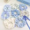 Ligas para el Cabello de Encaje Lindas y Dulces, Ligas Azules de Cuadros Grandes Estilo Coreano, Scrunchies para Niños, Accesorios para el Cabello al por Mayor