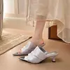 Elegantes Sandalias de Punta Plisadas sin Cierre para Mujer, para Uso en Verano al Aire Libre, Tacones Finos, Punta Abierta, Adecuadas para Combinar con Vestidos, Sandalias de Moda de Tacón Alto con Boca de Pez