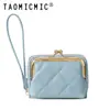Cartera de Tarjetas Plegable Acolchada de Mano para Mujer Estilo Coreano, Bolsillo Independiente con Pinza para Monedas, Monedero