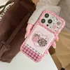 Estilo Coreano Ins Doce Legal Rosa Estampa de Leopardo Bolinhas Pequena Maçã com Pingente Aplicável à Capa de Celular iPhone 18 Pro Max