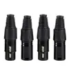 Fabricante Fornece Plugues XLR de Três Pinos, Conectores XLR Macho e Fêmea com Revestimento Preto, Conectores XLR Macho e Fêmea de Três Pinos