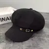 Gorra octagonal de cuero para mujer, gorra versátil, nuevo modelo 2026, gorra de boina adelgazante, gorra retro de artista para otoño e invierno, visera de copa profunda