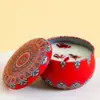 Vela perfumada de porcelana azul y blanca en lata estilo étnico con flores secas, fragancia de cera de soja para el hogar y el dormitorio, adecuada como regalo