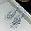 Pendientes de Borla con Forma de Gota de Agua y Circonita de Aguja Plateada, Pendientes de Lujo Ligero Estilo Palacio de Gama Alta, Pendientes Elegantes y Versátiles