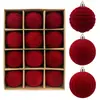 Enfeites de Natal aveludados mais vendidos da Amazon, 6/8/10cm, decorações de árvore de Natal veludo cor de vinho, bolas decorativas de Natal