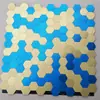 Pegatina de Pared Mosaico Hexagonal Hexagonal Blanco Oro Plata Negro Metal Cepillado Aluminio Panel de Plástico Autoadhesivo Decoración para Renovación de Paredes