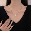 Colar de pérolas de luxo leve estilo Ins, corrente para clavícula com contas de coração, acessórios femininos versáteis, atacado