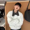 Sudadera Pesada Estilo Americano con Botones para Hombre, Temporada de Primavera y Otoño, Diseño Único, Top con Cuello de Solapa a Cuadros, Chaqueta de Alta Gama para Pareja