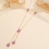 Joyería de flor de la suerte de gran venta transfronteriza europea y americana, traje de trébol de cinco hojas, pulsera, pendientes, collar, anillo, joyería para mujer