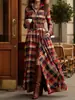 Vestido Irregular de Cuadros Retro Francés Adelgazante para Mujer Tallas Grandes Vestido de Nuevo Diseño Europeo y Americano Amazon