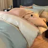 Juego de ropa de cama de cuatro piezas de algodón puro de alta calidad, alto número de hilos, engrosado, cepillado, 100% algodón, sábana, funda de edredón, funda de almohada, ropa de cama para todas las estaciones