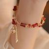 Novo estilo chinês envoltório pérola flor pulseira feminina nicho design acácia feijão sino pulseira magnética retro mão jóias