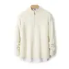 Suéter de punto liso para hombre con cuello alto y cremallera, 100% lana, color liso, nuevo 2025, cálido, manga larga, básico, venta al por mayor transfronteriza