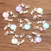 Variedad de Accesorios para Joyería DIY de Aleación Plata Brillante, Colgantes de Ladrillo con Goteo de Aceite, Gato, Conejo, Estrella, Medusa, Flor