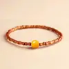 Pulsera de madera de durazno con nudo de bambú y calabaza para la riqueza, grabada con flores de ciruelo y cinabrio, un amuleto de la suerte para hombres y mujeres en su año zodiacal, trayendo éxito y progreso continuo