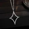 Colar Estrela de Quatro Pontas Cravejado com Diamantes para Mulheres, Conjunto de Joias Pingente Estrela Explosiva Totalmente Cravejado Vazado para Mulheres, Conjunto de Quatro Peças