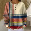 Sudadera tipo polo de punto gofrado para mujer Amazon 2026, tres botones, cuello alto, nuevo vintage, estampado digital 3D