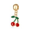 Pulseira Pingente de Cereja Vermelha Dourada de Natal Europeu e Americano Acessórios de Contas de Furo Grande Pingente de Fruta Material de Corda Trançada Atacado