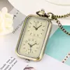 Nuevo Reloj de Bolsillo Pequeño Rectangular Dual-Pantalla Dual-Movimiento de Cuarzo Creativo Personalizado Reloj Decorativo Conmemorativo en Stock para Entrega Inmediata