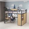 Cama alta de ferro para apartamento pequeno, mesa de cama, guarda-roupa multifuncional, cama com estrutura de ferro espessada