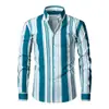 Camisa de hombre transfronteriza súper elástica talla grande, camisa de manga larga a rayas estampadas de negocios casual de alta gama para hombre