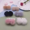 Pendientes de Peluche Dulces de Otoño e Invierno Más Vendidos con Pompones de Piel de Visón, Pendientes de Flecos de Piel Personalizados para Niñas Sin Perforar