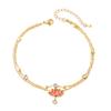 Tobillera de doble capa con flor rosa estilo coreano, cadena de circonita, acero de titanio, tobillera que no se decolora, joyería de moda para mujer, en stock