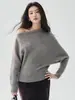 26 Nueva colección Otoño/Invierno: Suéter de punto de cachemira, estilo francés, sin hombros, corte holgado, casual, color liso, manga larga, para mujer