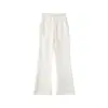 Calça pantalona de algodão com lavagem à areia cor azul-acinzentado feminina 2026 nova outono e inverno cintura alta justa para pessoas altas casual boca de sino perna larga