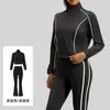Conjunto Deportivo Casual Juyitang 2026 para Mujer, Corte Holgado, Rayas de Contraste de Color, Conjunto de Dos Piezas para Ciclismo al Aire Libre y Yoga