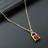 Colar Pingente Cadeia Clavícula Casal Feminino Europeu e Americano Transfronteiriço Personalidade Criativa Cadeado de Amor com Diamante Cobre Banhado a Ouro 18K Acessórios