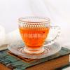 Taza de café y plato de girasol estilo Palacio vintage en relieve, juego para el hogar, taza de agua, taza para el té de la tarde, taza de vidrio y plato