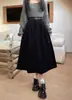 Design Primavera Verão Saia Meia Calça de Veludo Cotelê Feminina Nova Retrô Cintura Alta Emagrecedora Comprimento Médio Barra Larga Saia com Letras Estilo Coreano