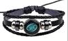 Pulseira dos Doze Signos do Zodíaco Joias Estilo Quente Europeu e Americano Vidro Liga Transfronteiriça Multicamadas Trançada Luminosa Punk Couro Vaca Céu Noturno