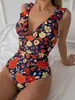 Amazon 2026 Novo Maiô Peça Única Estampado Europeu e Americano para Mulheres Disfarçando a Barriga Modelador Biquíni Roupa de Banho para Praia e Fontes Termais