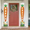 Nuevo Couplet de Pascua Personalizado Bandera Banner Transfronterizo de Amazon Decoración para Fiesta Festiva Huevo de Pascua Conejo Cortina de Puerta