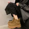 Botas Martin de Suela Gruesa para Aumentar la Altura para Mujer 2026 Nuevo Llegado de Invierno Botines Cálidos con Forro de Terciopelo Estilo Británico Retro Antideslizantes Botas de Nieve