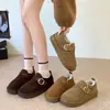 Zapatos de Algodón Mullidos sin Cordones Mules para Mujer 2026 Hebilla Talón Trasero Suela Gruesa Zapatos Cálidos Postparto Moda de Invierno