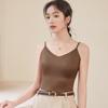 Roupa Simples Jane Cor Sólida Igual Regata Esticável de Alça Reta Branco Roupa Íntima Roupa Íntima Roupa Externa Camiseta Base Nylon