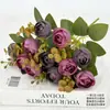 10 Galhos de Flor Artificial de Botão de Chá Estilo Europeu para Decoração de Casamento, Decoração de Casa, Enfeites de Flores Artificiais, Adereços de Fotografia