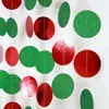 Decoración Navideña Bandera de Puntos Rojos y Verdes Espejo Purpurina Roja Estrellas Verdes Flor Redonda Arreglo para Fiesta Navideña