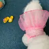 Camisola de Cachorro Vestido de Verão Teddy Bichon Pomeranian Gato Roupas para Pet 26 Laço Saia de Renda