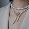 Collar de mariposa de perlas de doble capa suave para mujer, collar de temperamento simple que combina con todo, clavícula