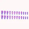 Pontas de Unha Gradiente Roxas Simples e Sonhadoras Estilo Comércio Exterior, Temperamento Puro e Desejável de Menina, Unhas Wearable da Moda em Formato Amêndoa Ecológicas