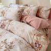 Juego de cuatro piezas de ropa de cama de algodón puro clase A engrosado y cepillado, funda nórdica nórdica de algodón 100% para otoño e invierno, juego de tres piezas de sábana encimera, sábana bajera.